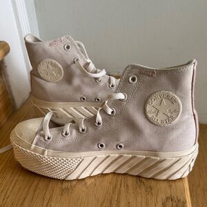 Converse Beige High-Top Platform Sneakers